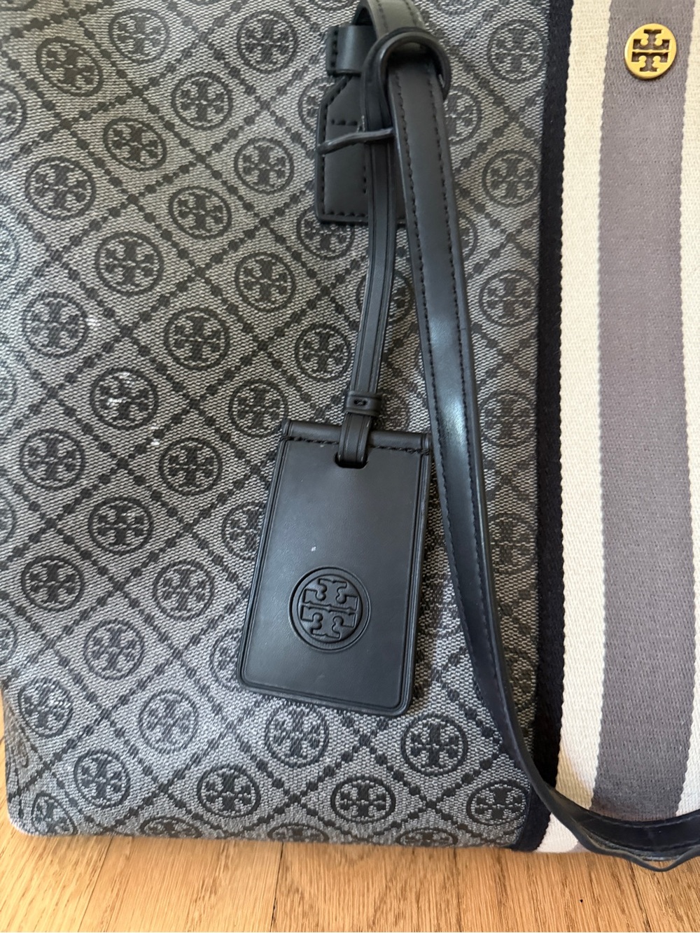 Tory Burch Gray T monogram zipper canvas tote - Picture 7 of 11